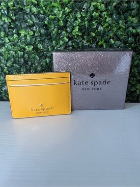 kate spade Yellow Saffiano Slim Card Case